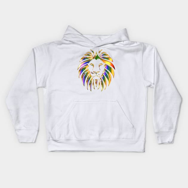 Golden Rainbow Lion Mane Kids Hoodie by designsbycreation